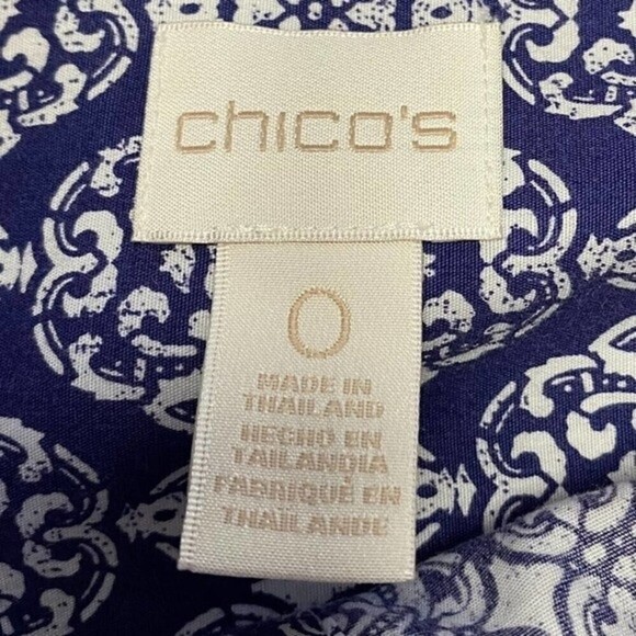 Chico's Button Up Shirt Womens White/Blue Size 0 paisley Ladies Shirt - Picture 7 of 10
